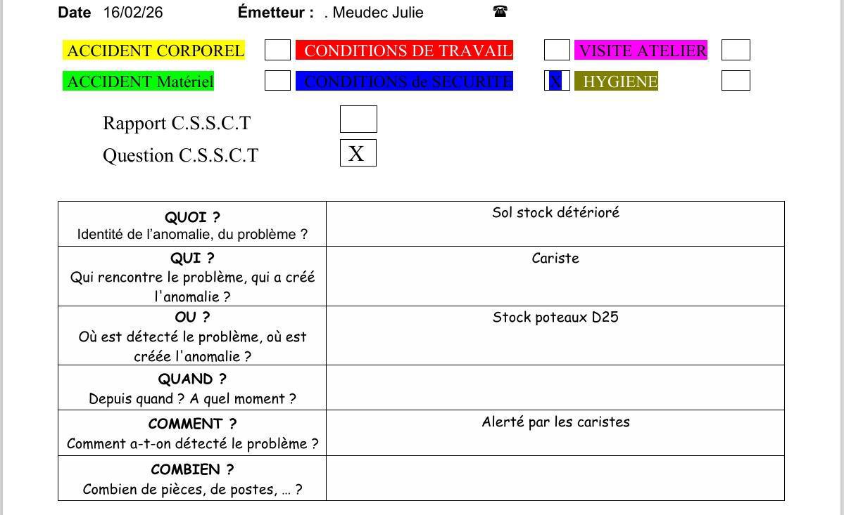 Alerte CSSCT sol stock