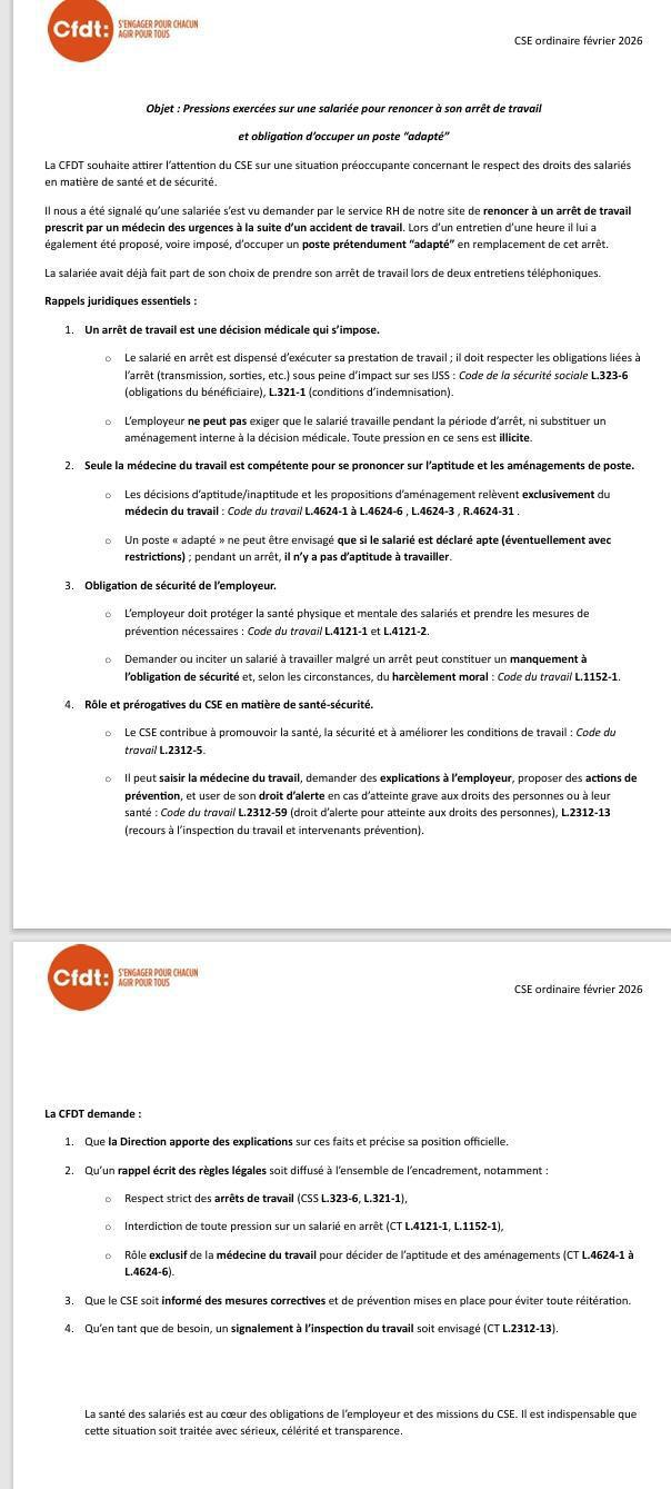 Compte-rendu CSE ordinaire du 26 février 2026