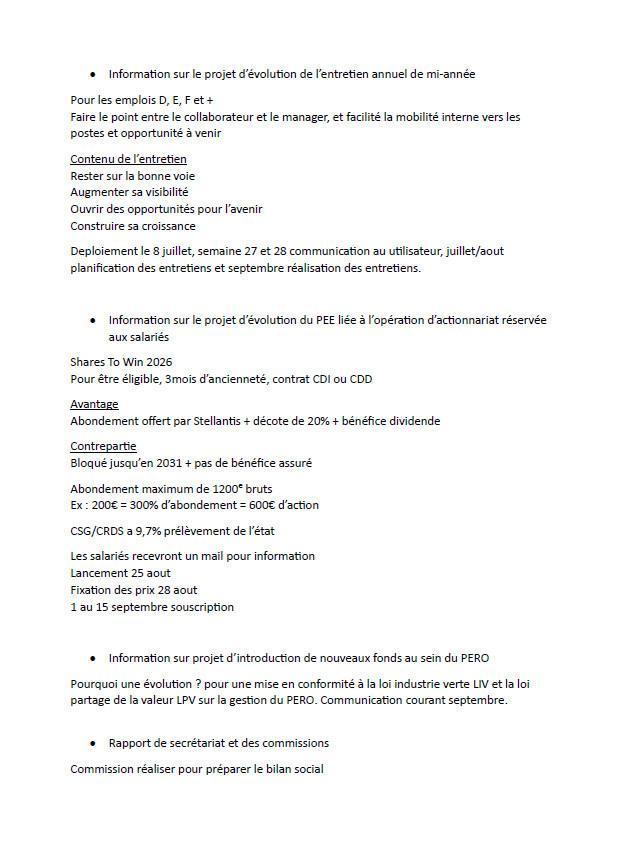 Compte rendu du CSE ordinaire du mois de juin