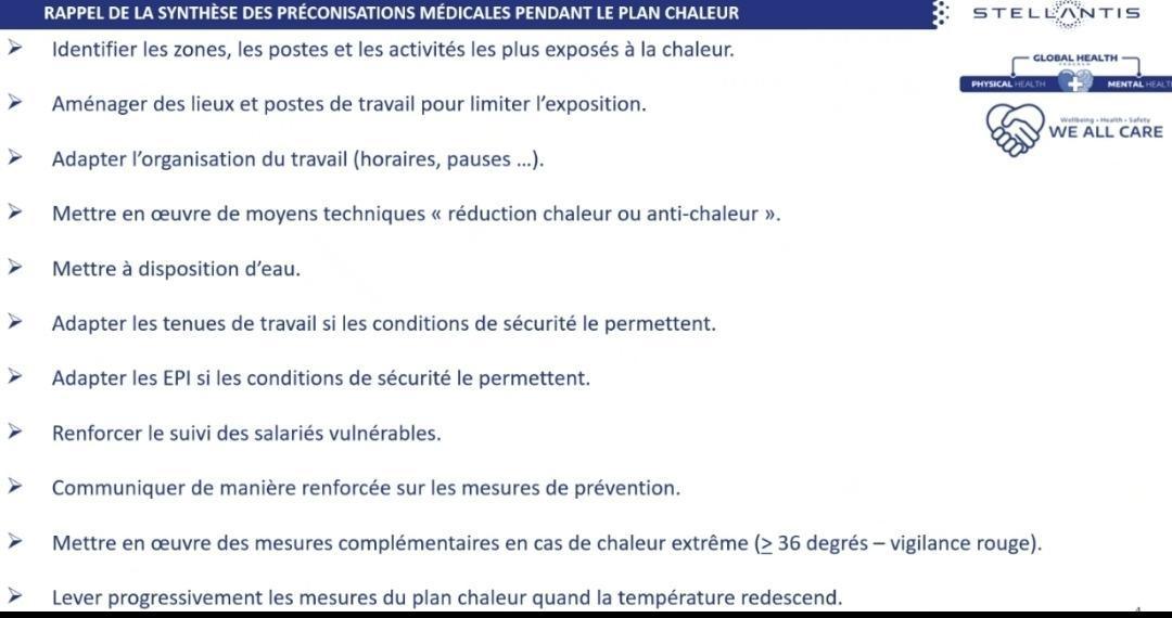 Comission Santé Sécurité Conditions de Travail centrale concernant le plan chaleur. Demandée par la CFDT. 