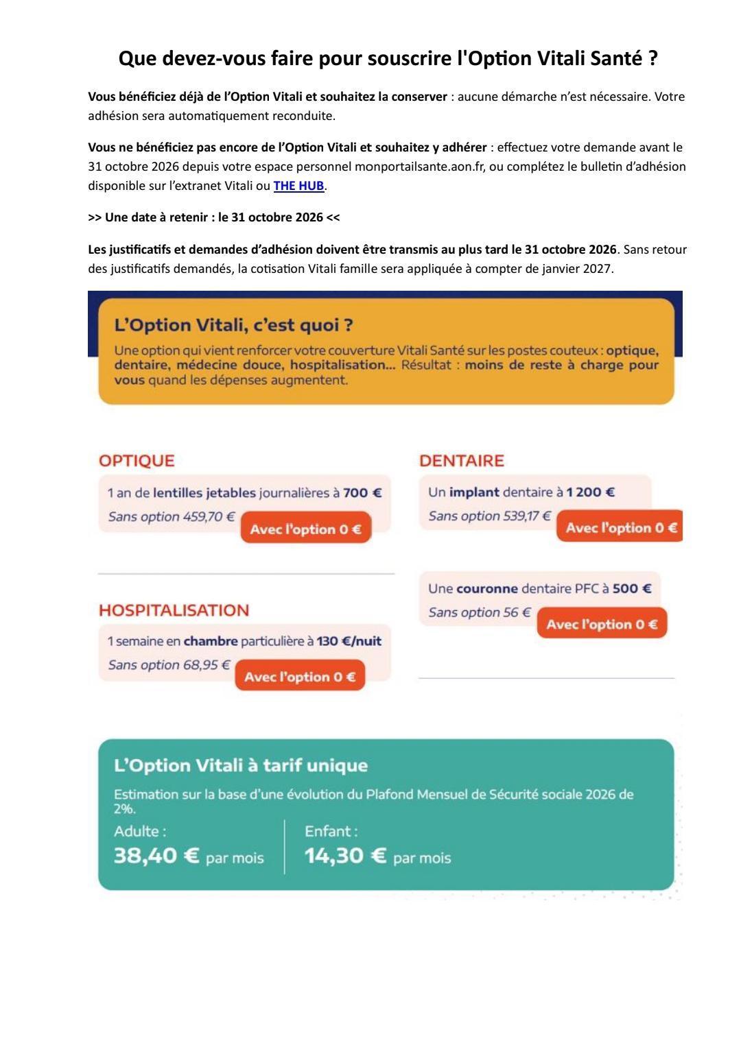 Mutuelle, campagne de justificatif et adhésion à l'option 