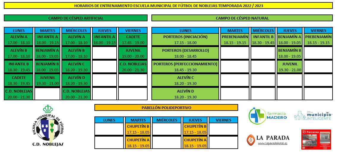 Equipos y Horarios Temporada 22 / 23