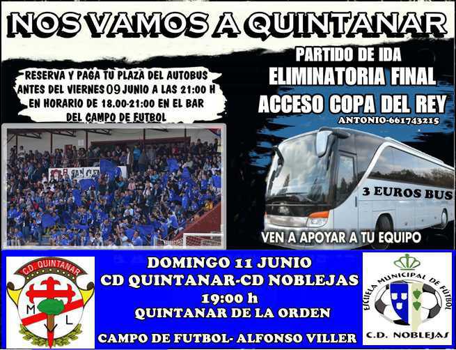 Y ahora, la COPA DEL REY, ¿Te vienes a Quintanar de la Orden? Y ahora, la COPA DEL REY, ¿Te vienes a Quintanar de la Orden?