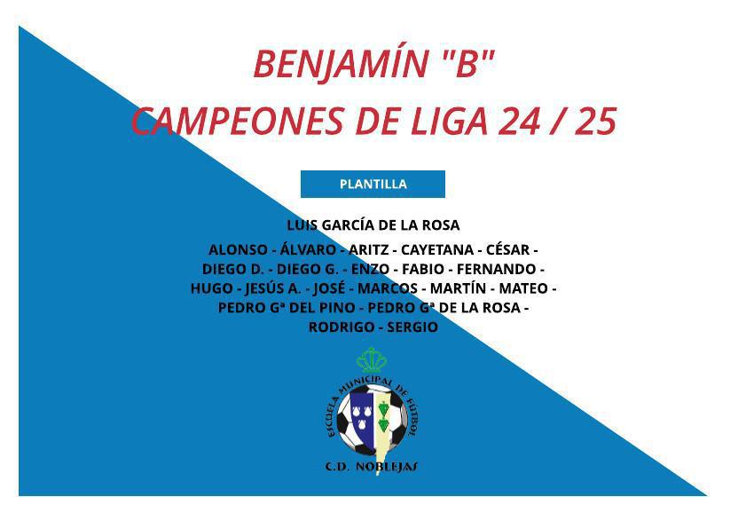 El Benjamín “B” conquista la liga 24/25 El Benjamín “B” conquista la liga 24/25