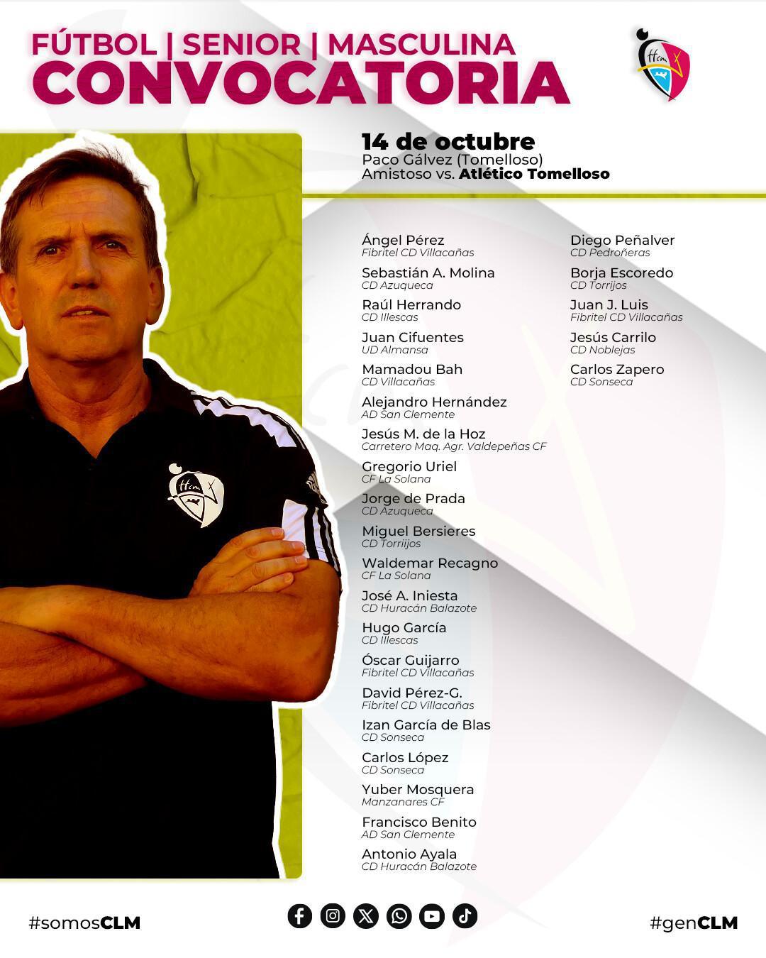 Nueva convocatoria de Jesús Carrillo con la Selección Senior de Castilla-La Mancha Nueva convocatoria de Jesús Carrillo con la Selección Senior de Castilla-La Mancha