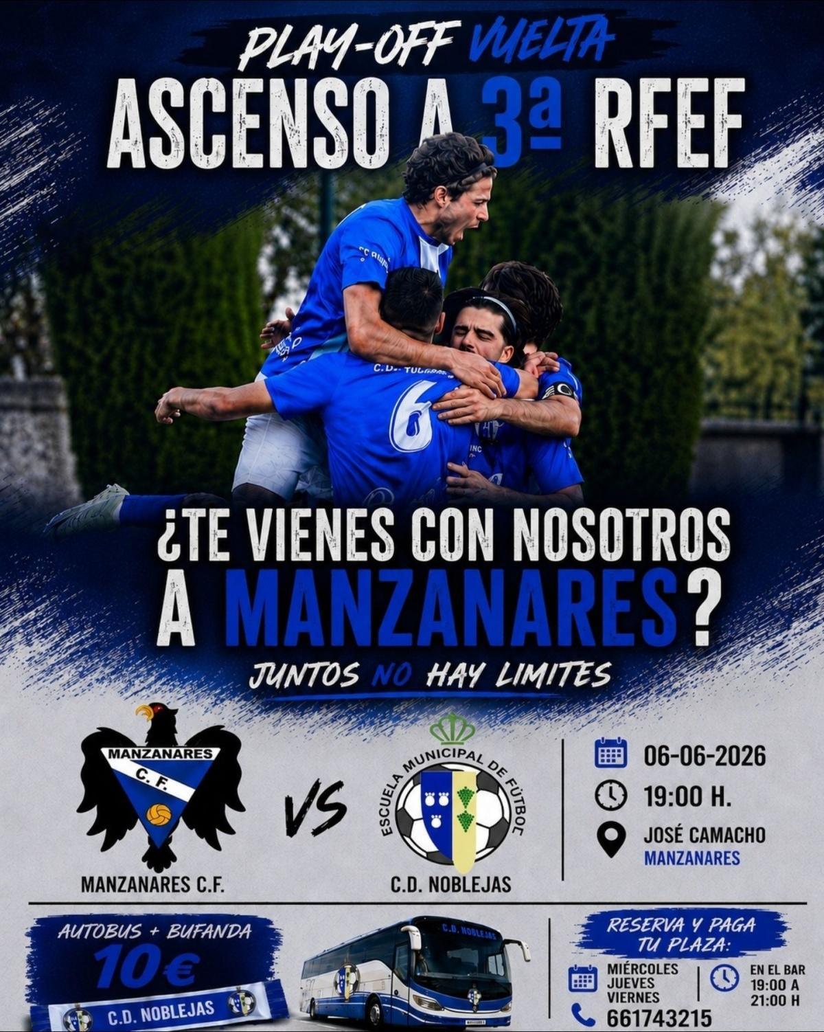 Vente en el bus a Manzanares, reserva tu plaza y acompaña al equipo