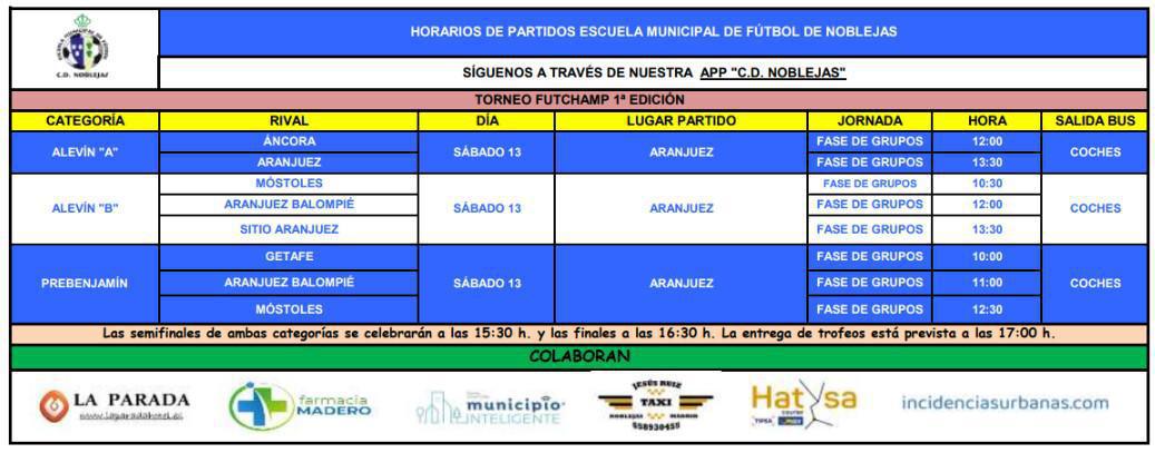 Horarios Campeonato FutChamp 1ª Edición