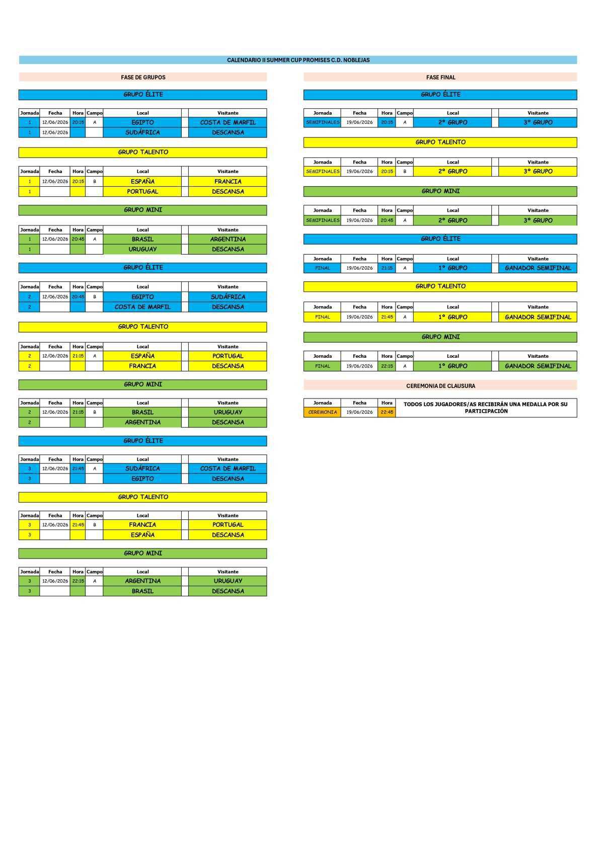 La Summer Cup ya tiene equipos y horarios oficiales