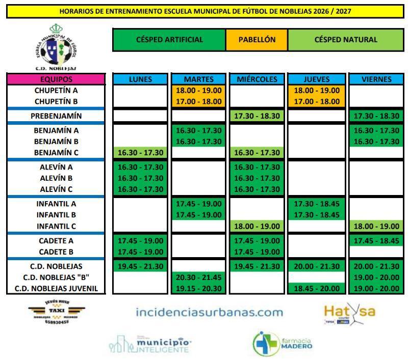 Equipos y Horarios de la Escuela Municipal de Fútbol para la Temporada 26/27