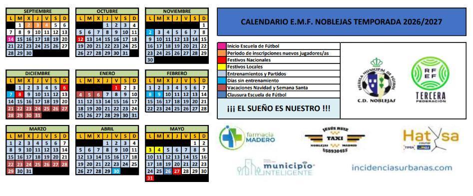 Equipos y Horarios de la Escuela Municipal de Fútbol para la Temporada 26/27