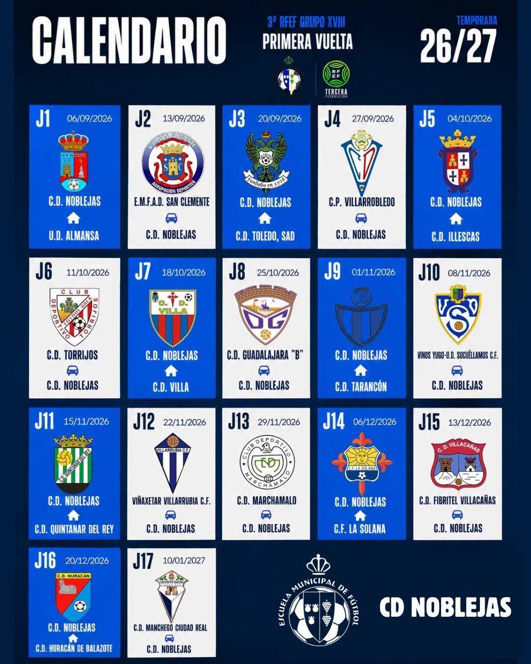 El C.D. Noblejas ya conoce su calendario oficial en 3ª RFEF