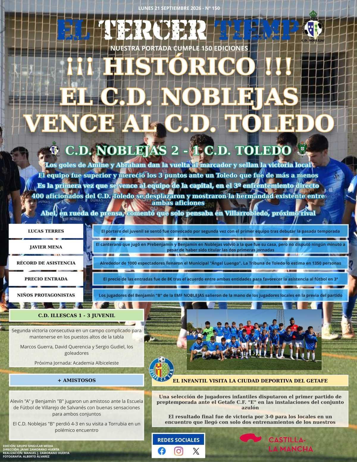 Portada lunes 21 septiembre 2026 - Nº 150