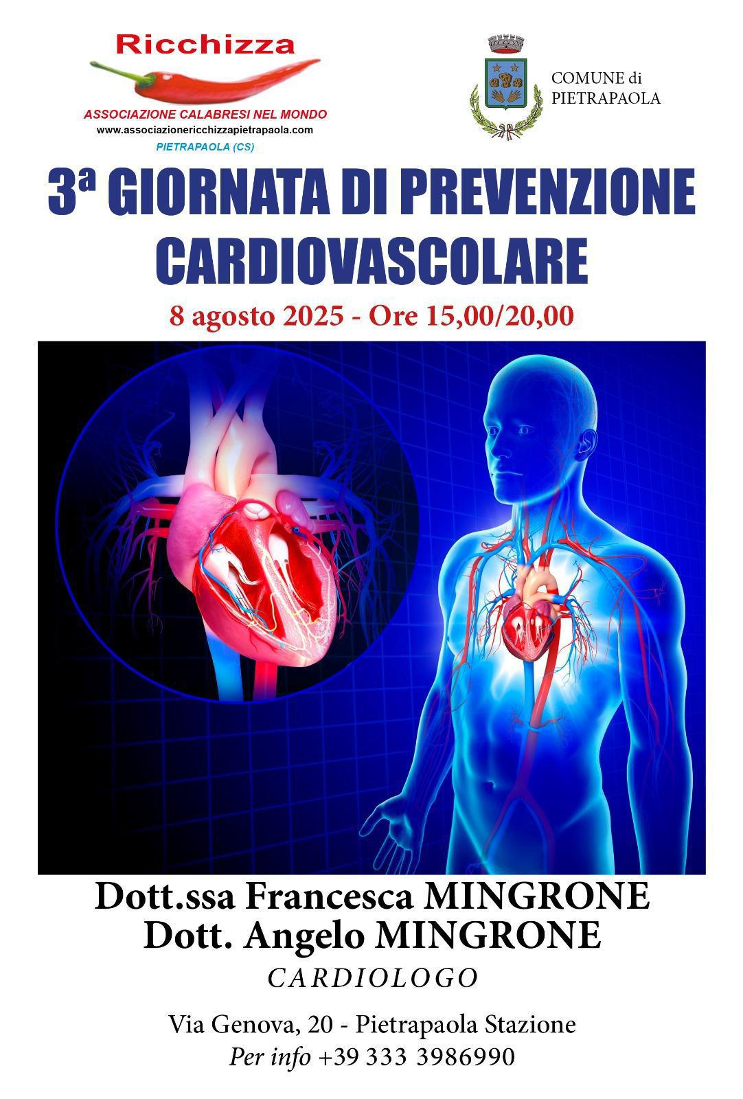 3ª Giornata di Prevenzione Cardiovascolare (inizio ore 15.00)