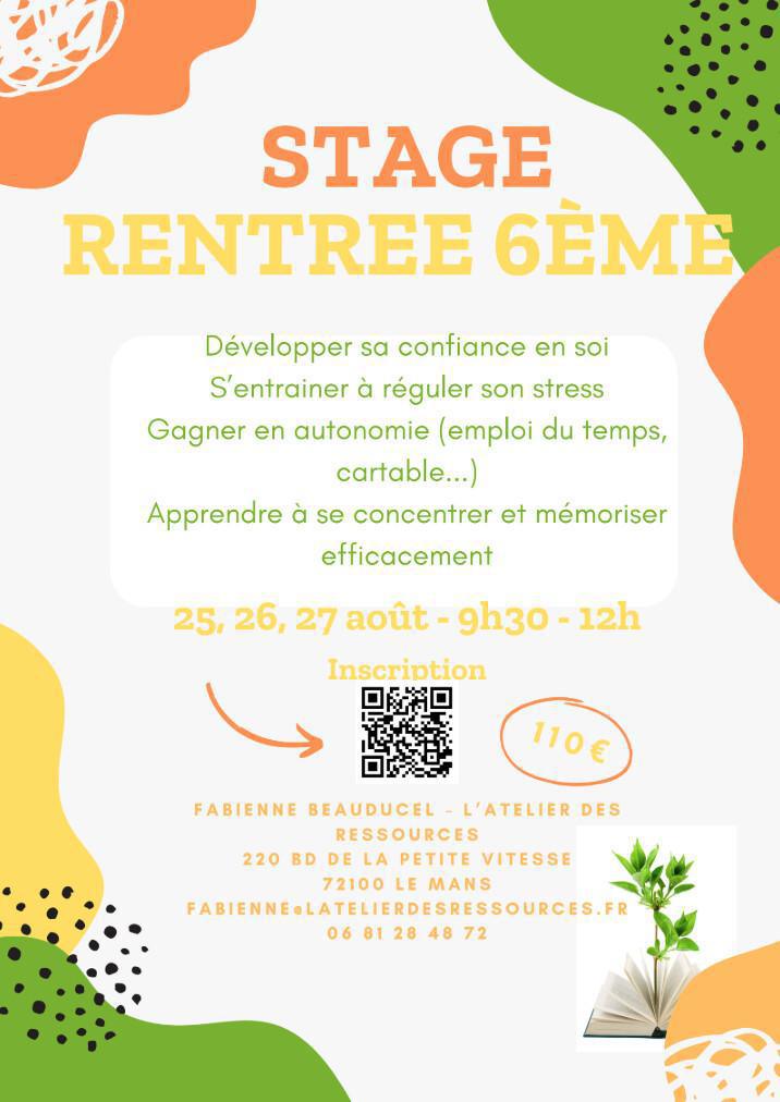 🎒 Stage de rentrée – 6ème & Seconde