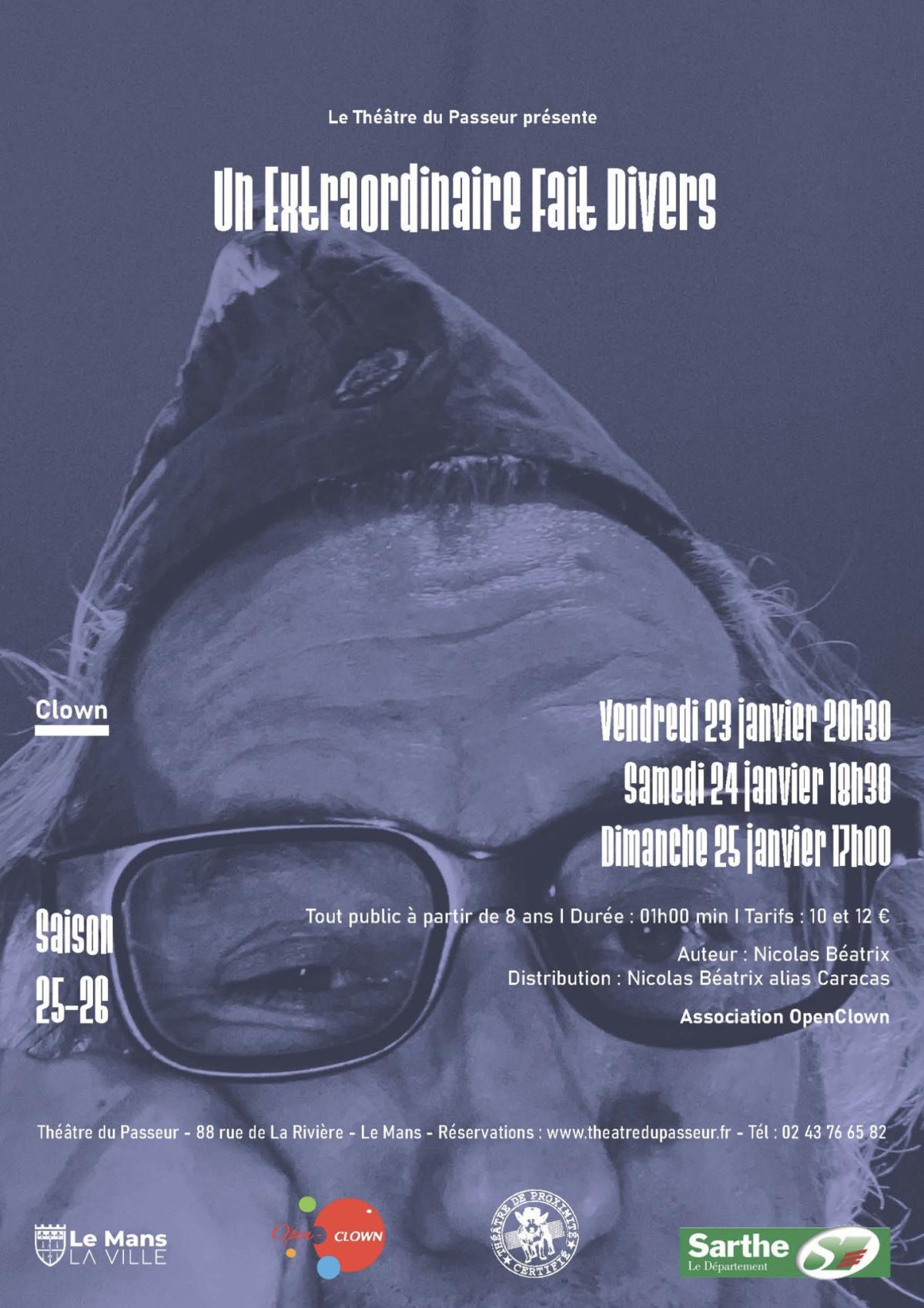 Spectacle Un Extraordinaire Fait Divers au Théâtre du Passeur