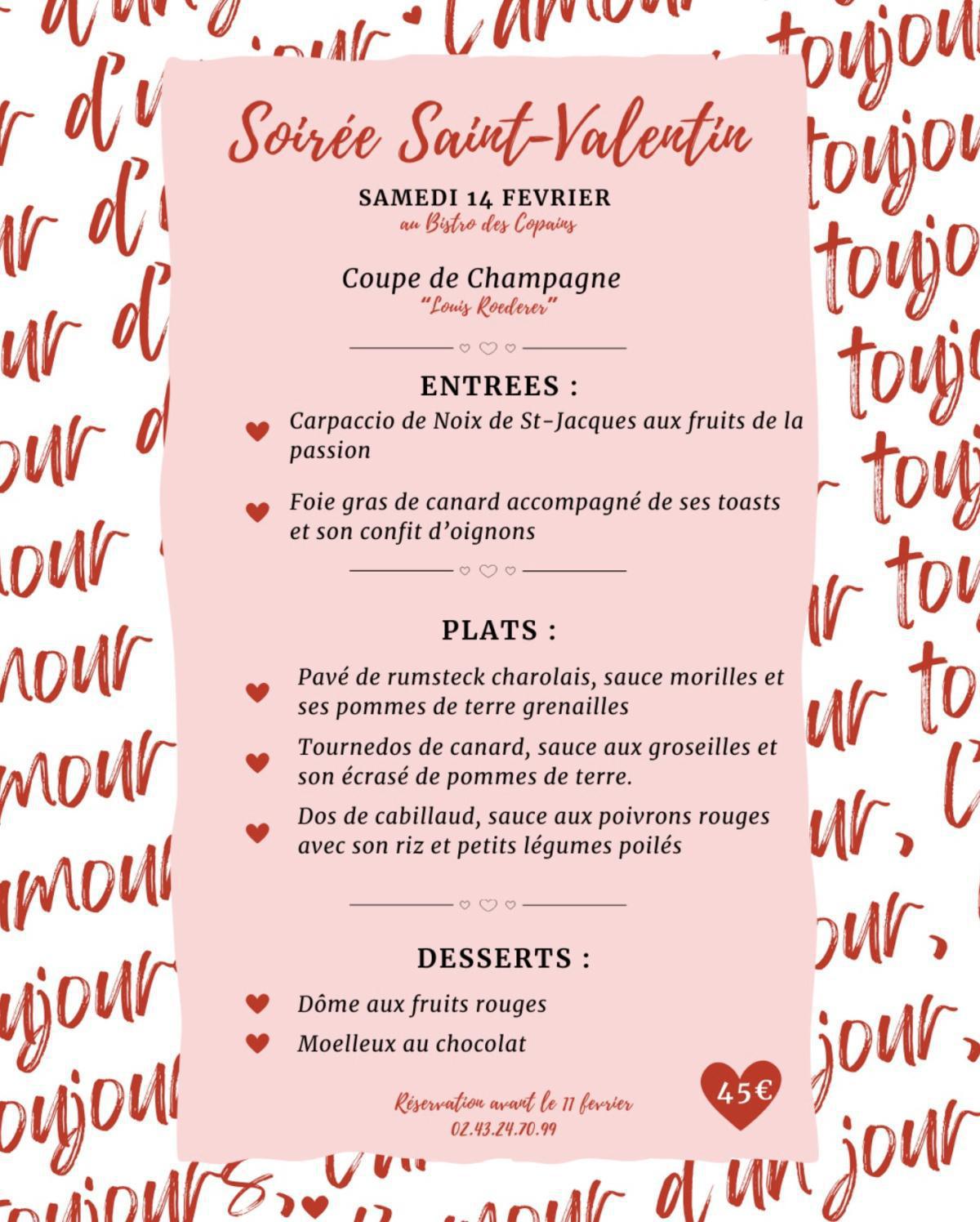 Soirée Saint-Valentin au Bistro des Copains