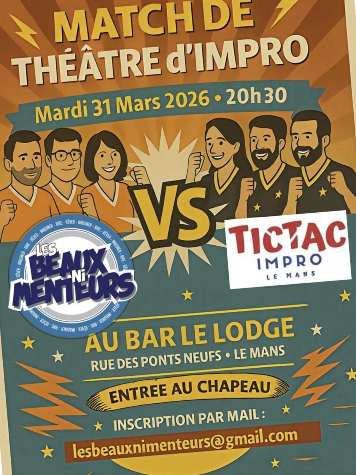 Match d'impro Les BeauxNiMenteurs - TicTac Impro au bar Le Lodge