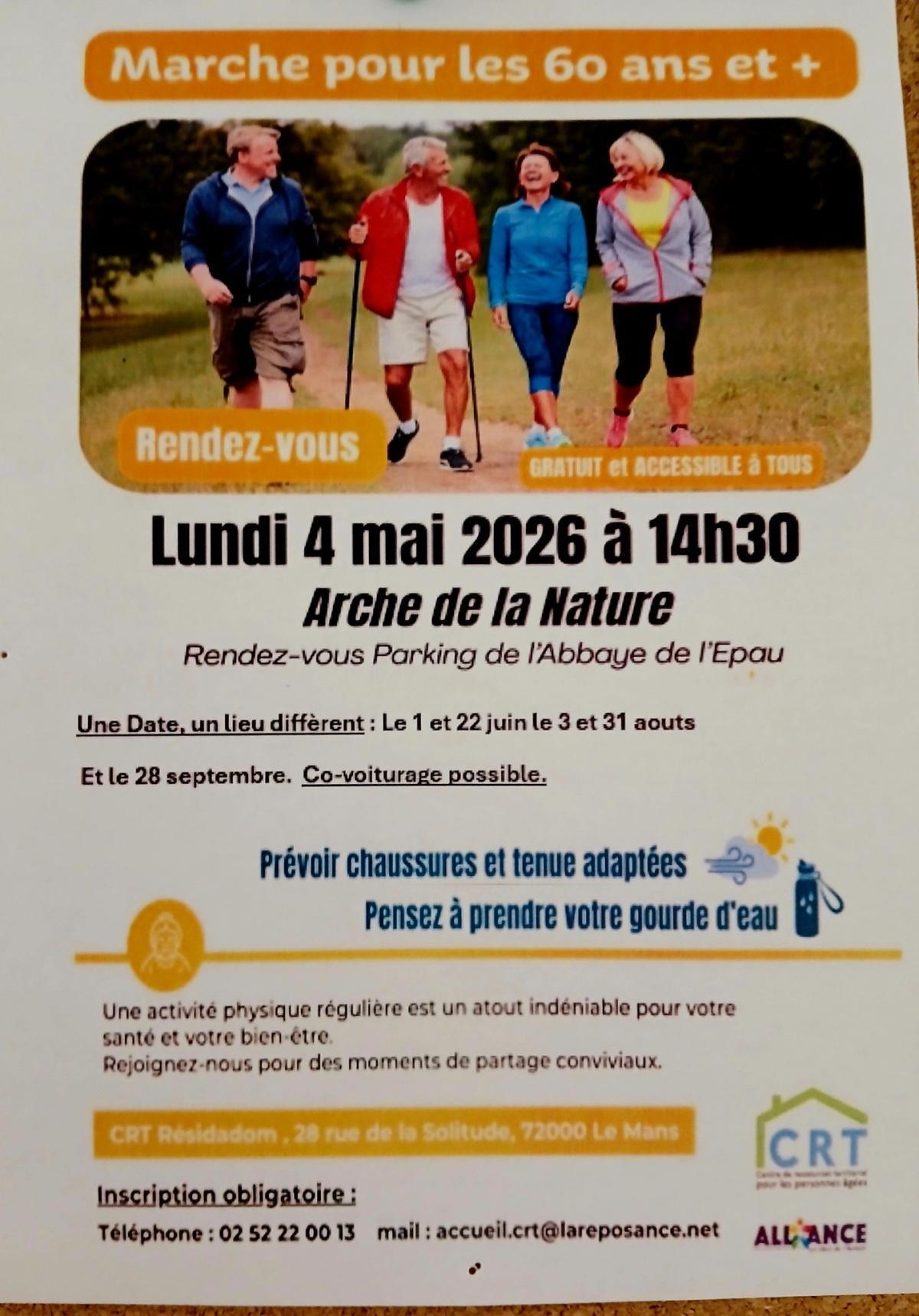 Marche pour les 60 ans et + : Rendez-vous à l'Arche de la Nature Marche pour les 60 ans et + : Rendez-vous à l'Arche de la Nature