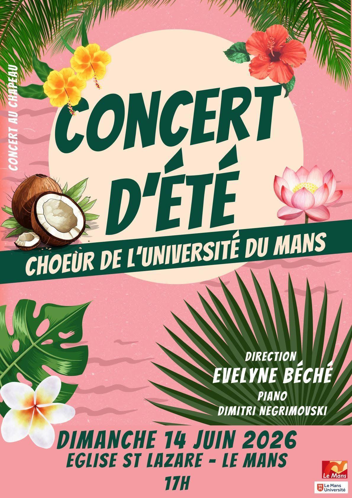Concert d'été du Chœur de l'Université du Mans à l'Église Saint-Lazare
