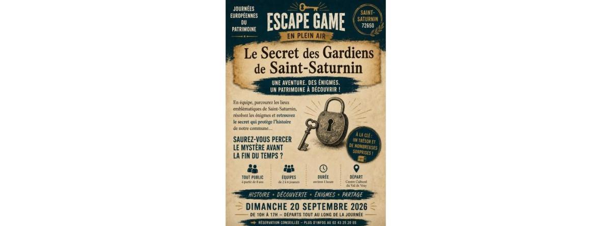 Escape game des journées du patrimoine à Saint-Saturnin Escape game des journées du patrimoine à Saint-Saturnin