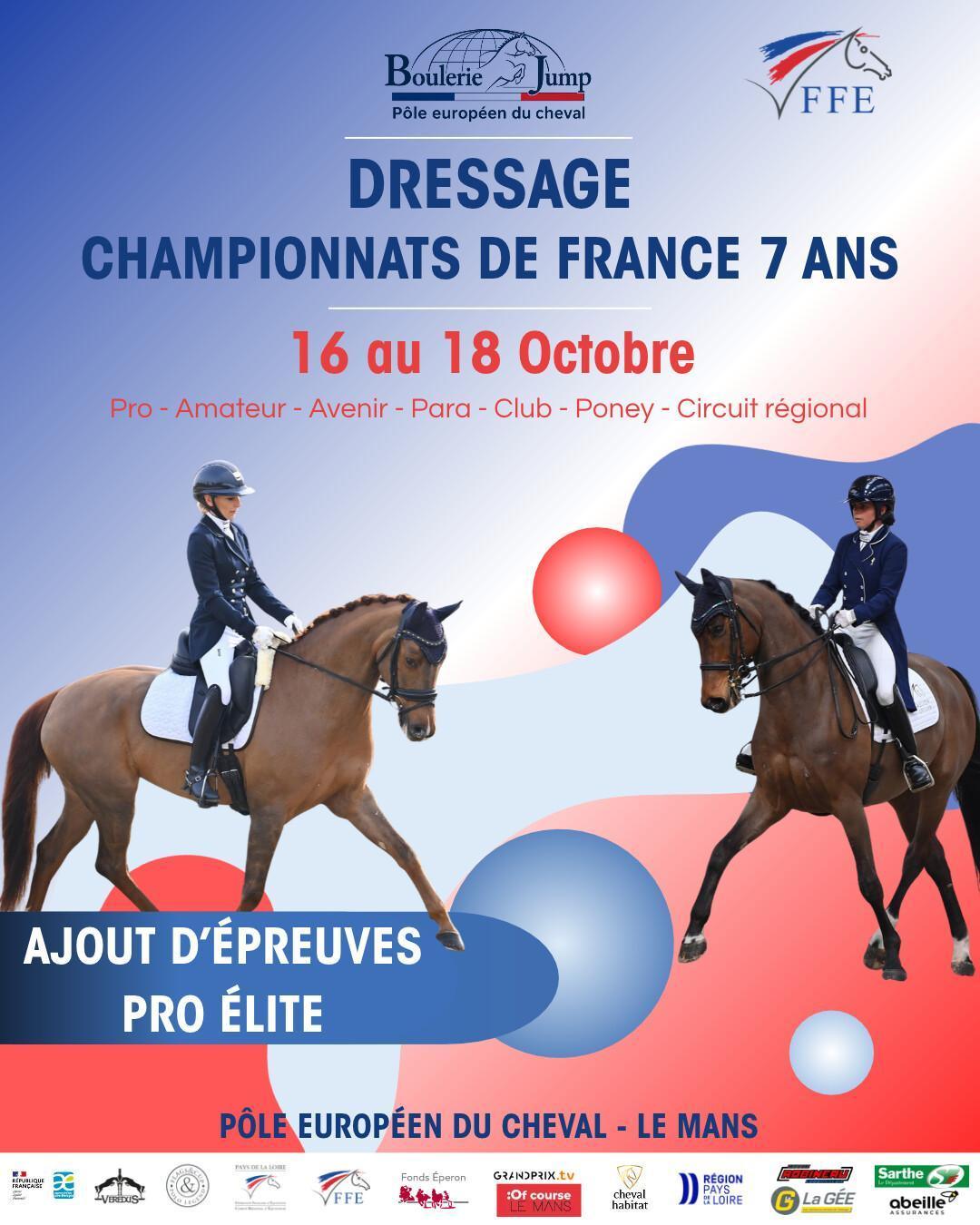 Championnat de France de dressage des 7 ans au Pôle européen du cheval Championnat de France de dressage des 7 ans au Pôle européen du cheval
