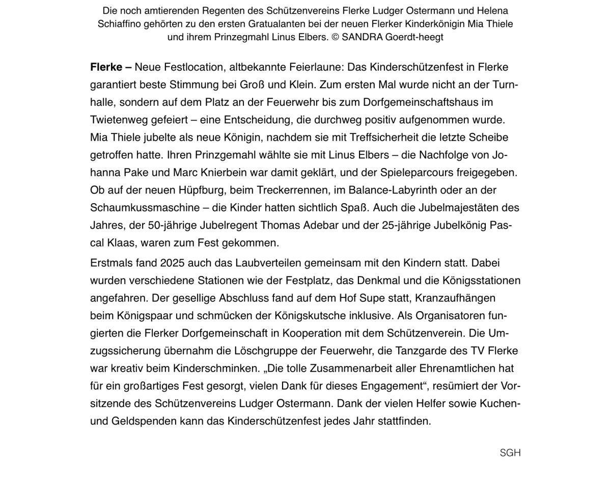 Kinderschützenfest Flerke 2025! 