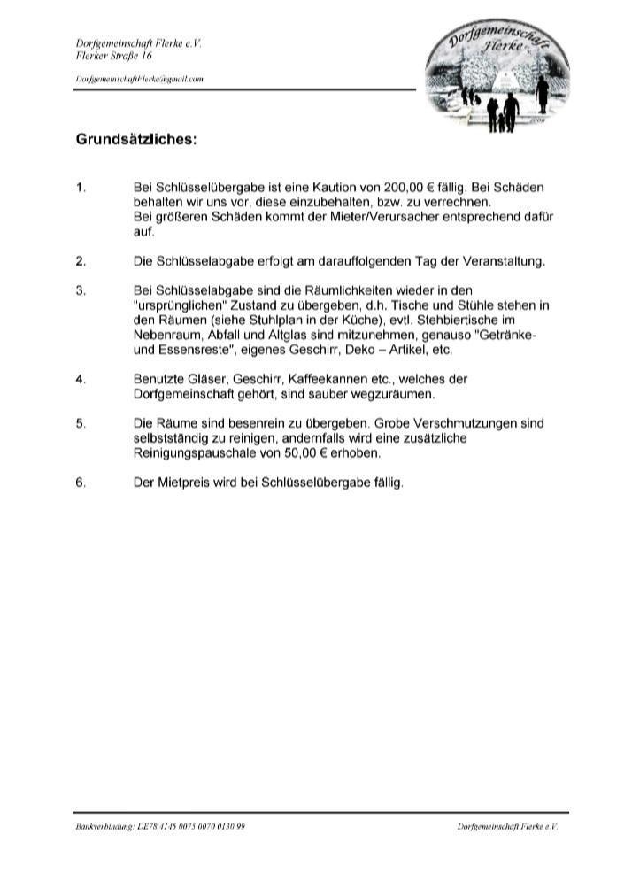 Vermietung Dorfgemeinschaftshaus