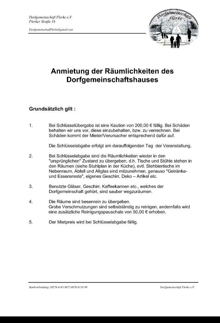 Vermietung Dorfgemeinschaftshaus