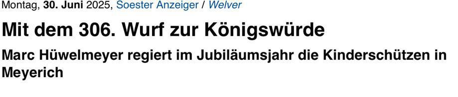 Königswürde in Meyerich!
