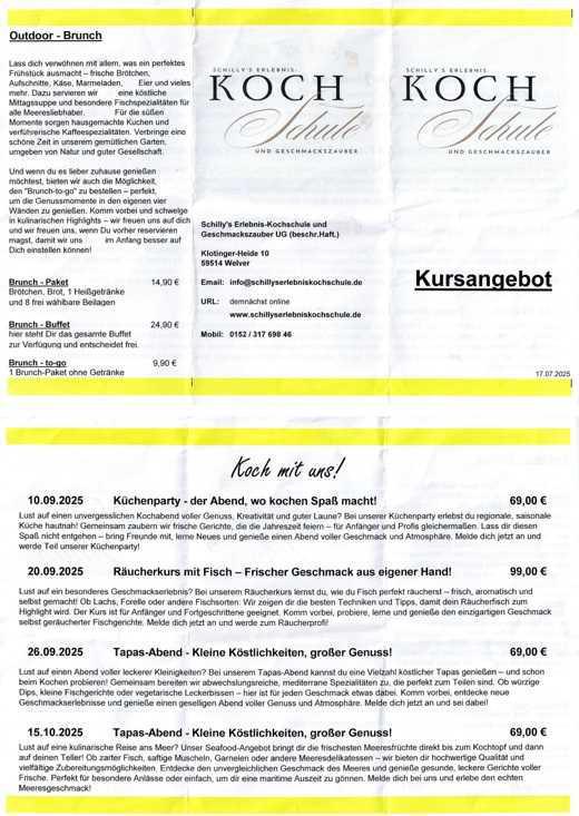 Schilly´s Erlebnis - Kochschule!