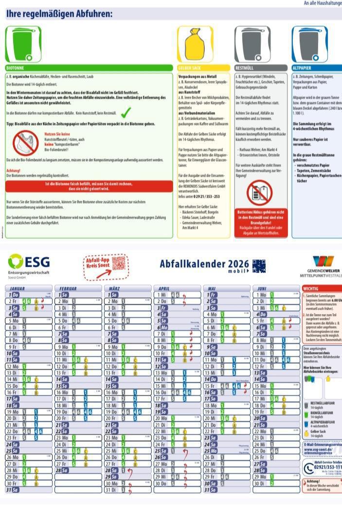 Abfallkalender Flerke 2026