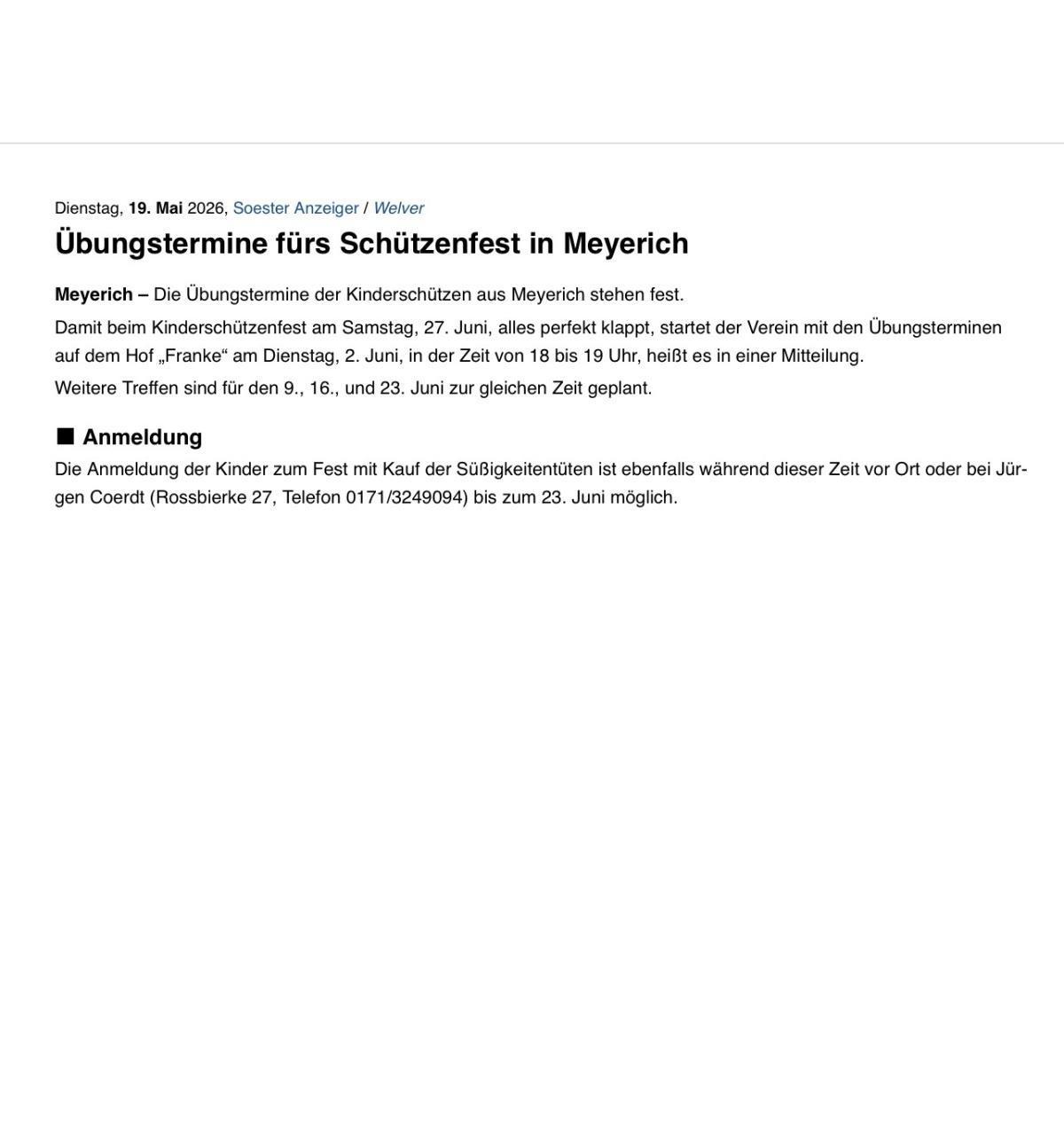 Kinderschützenfest Meyerich