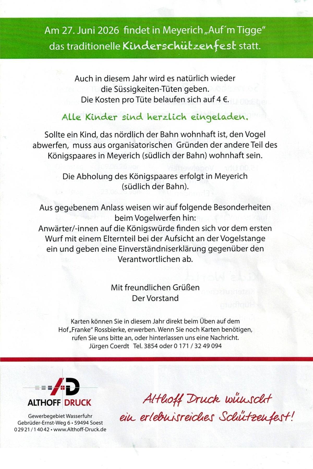 Kinderschützenfest Meyerich