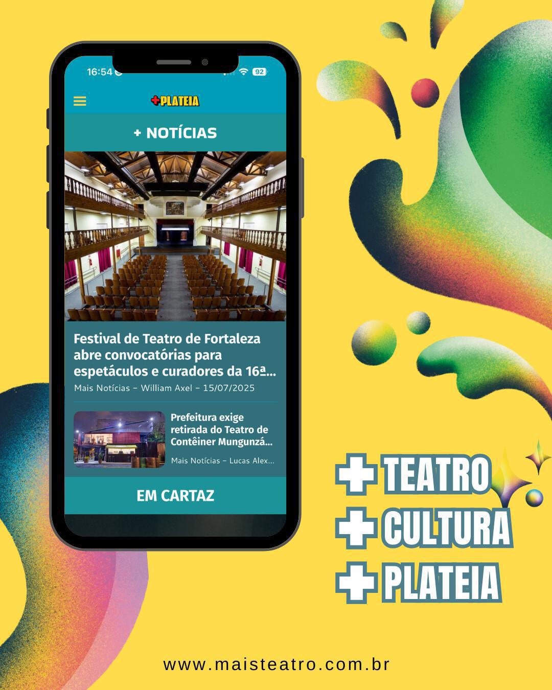 Mais Plateia: novo aplicativo reúne programação teatral em Fortaleza em um só lugar. Mais Plateia: novo aplicativo reúne programação teatral em Fortaleza em um só lugar.
