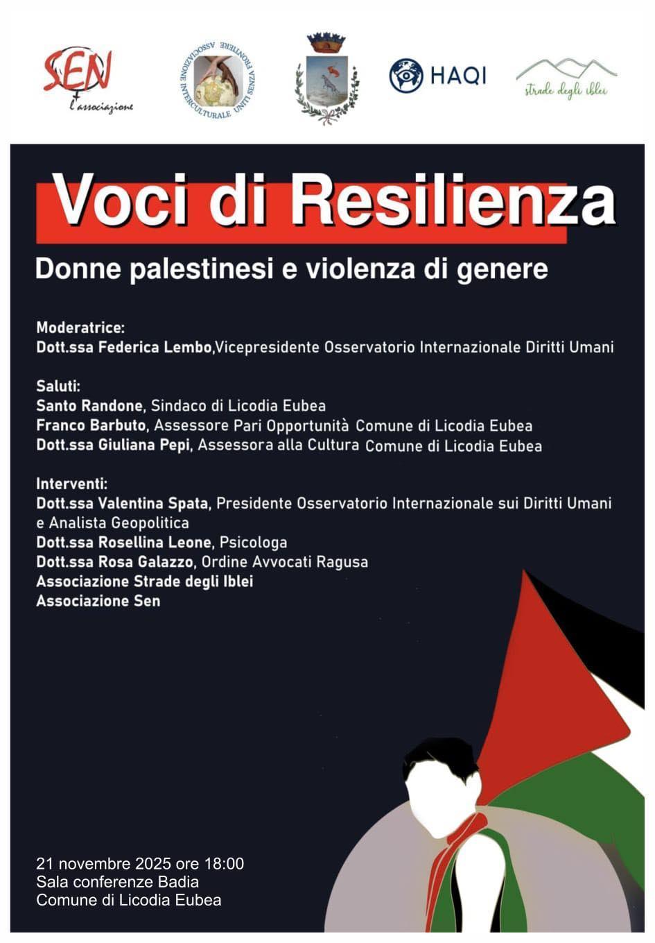 "Voci di resilienza: donne palestinesi e violenza di genere" (inizio ore 18.00)