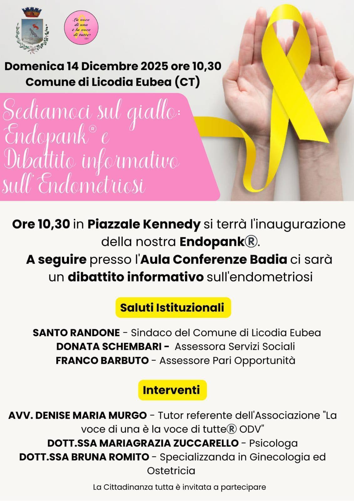 Inaugurazione panchina gialla "Endopank" (inizio ore 10.30)