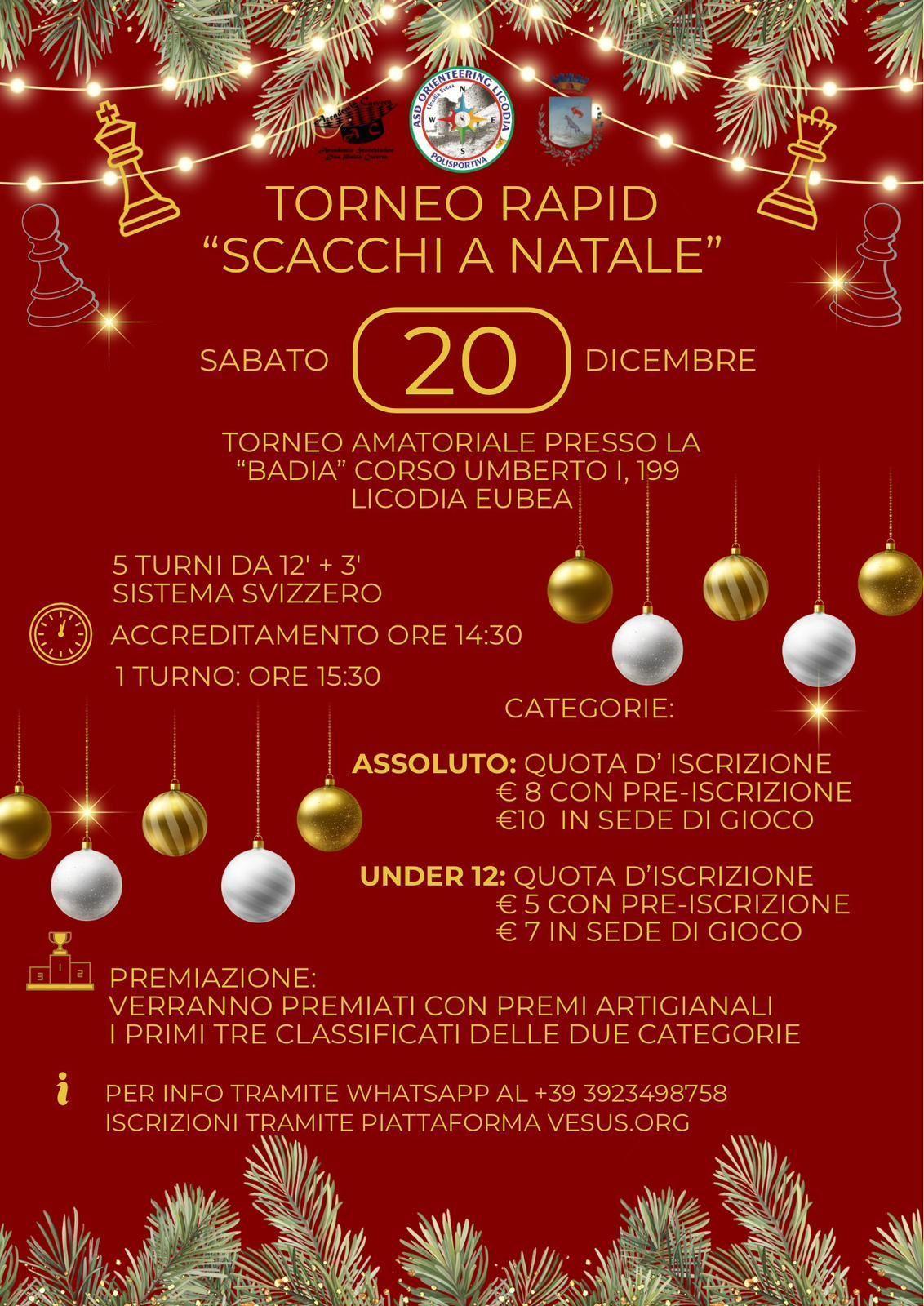 Torneo Rapid "Scacchi a Natale" (dalle ore 14:30)