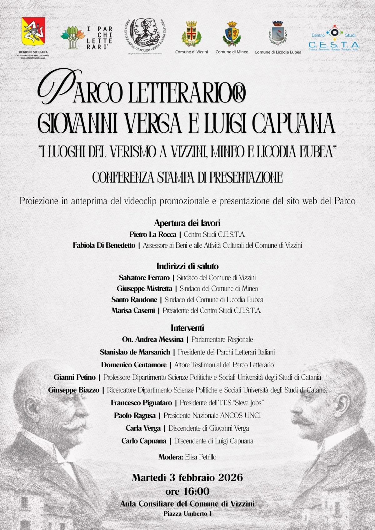 I Luoghi del Verismo a Vizzini, Mineo e Licodia Eubea - conferenza Stampa di Presentazione ( Inizio ore 16:30)