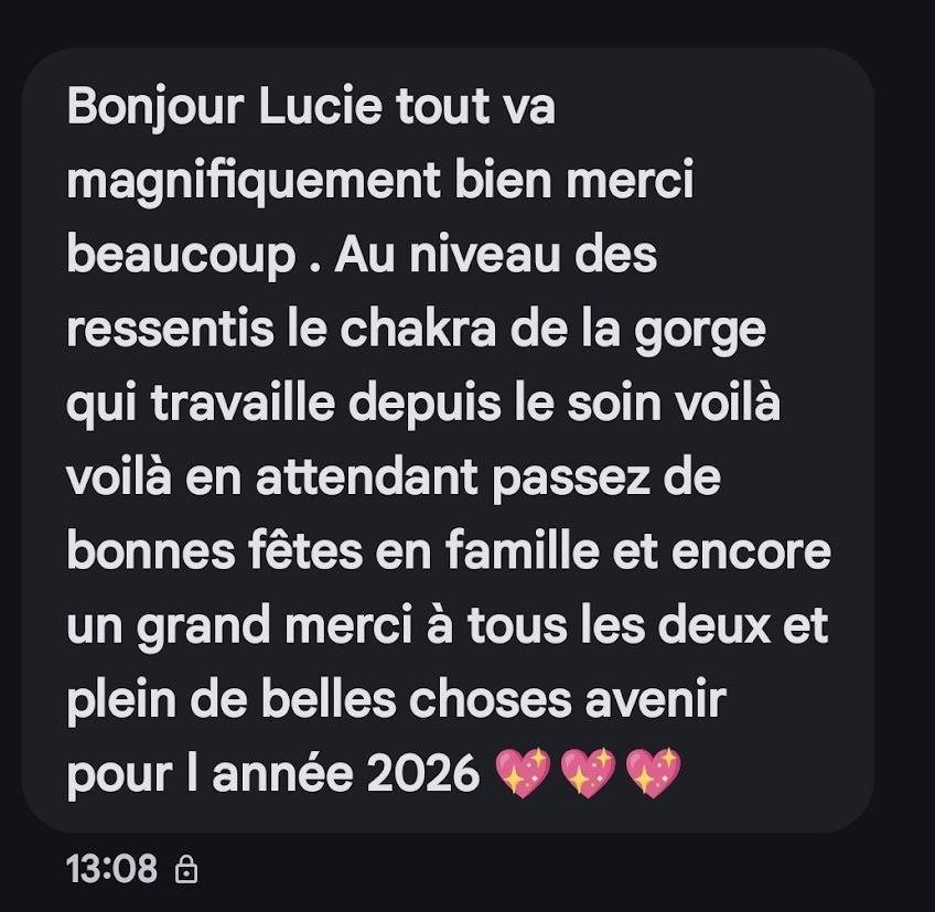 Retour d'un soin énergétique sur tous les chakras