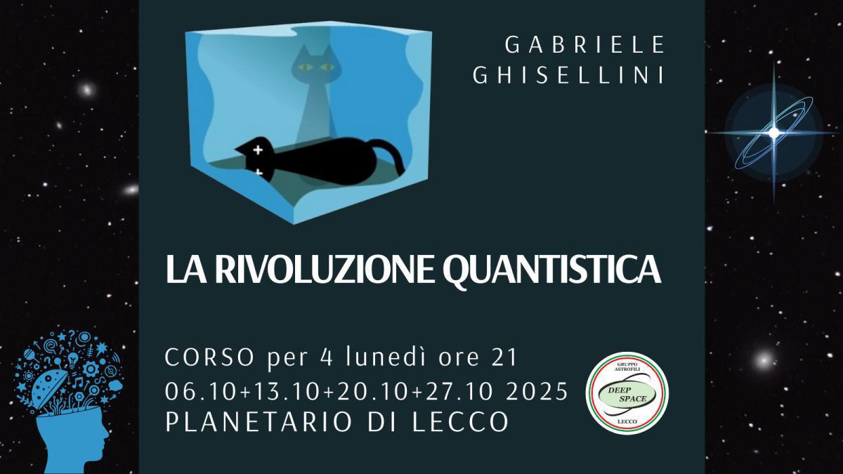 CORSO "La rivoluzione quantistica" Lunedì 6,13,20 e 27 ottobre alle ore 21