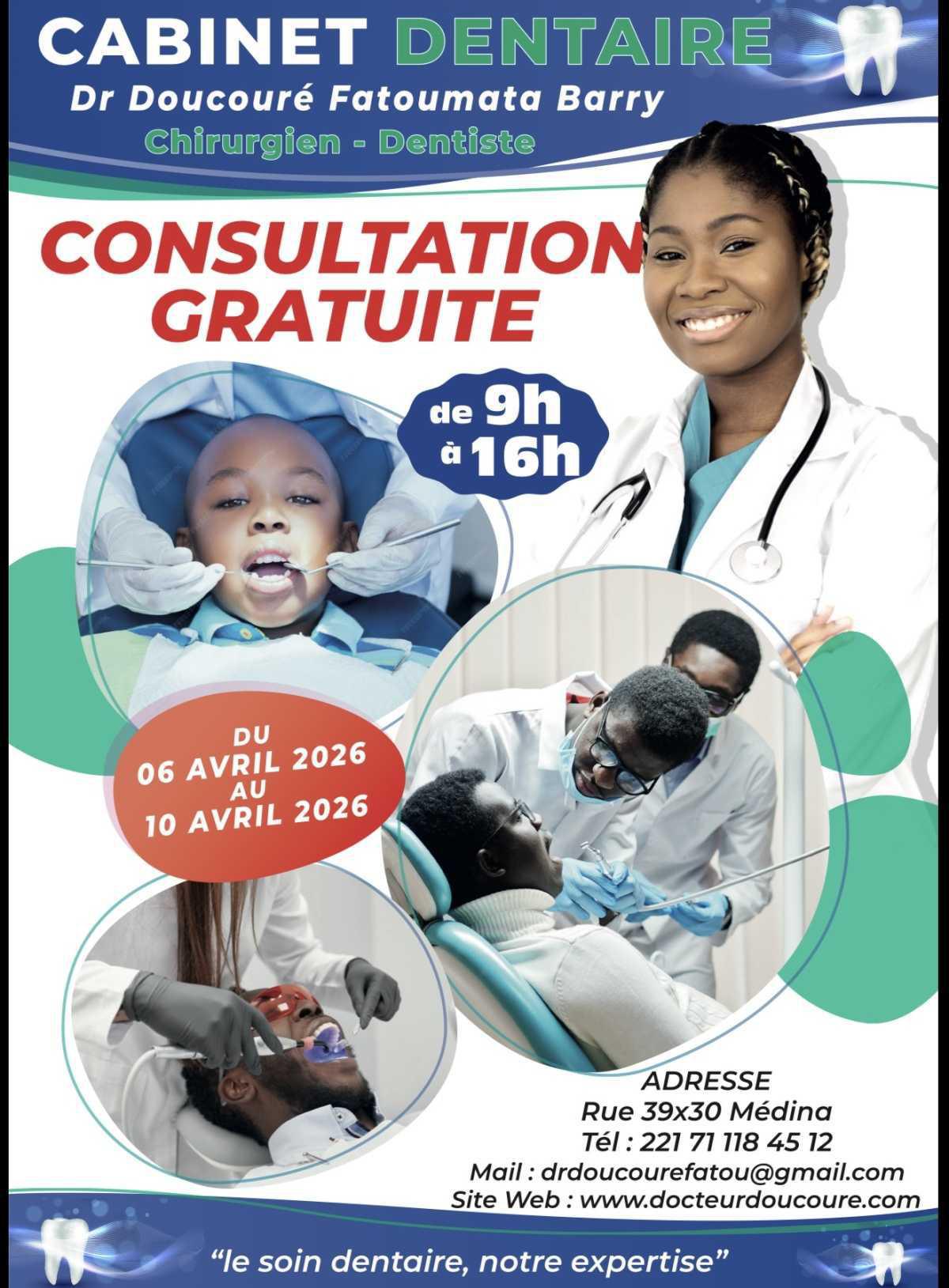 Consultation dentaire gratuite à Médina : une initiative du Cabinet Dentaire Dr Doucouré Fatoumata Barry Consultation dentaire gratuite à Médina : une initiative du Cabinet Dentaire Dr Doucouré Fatoumata Barry