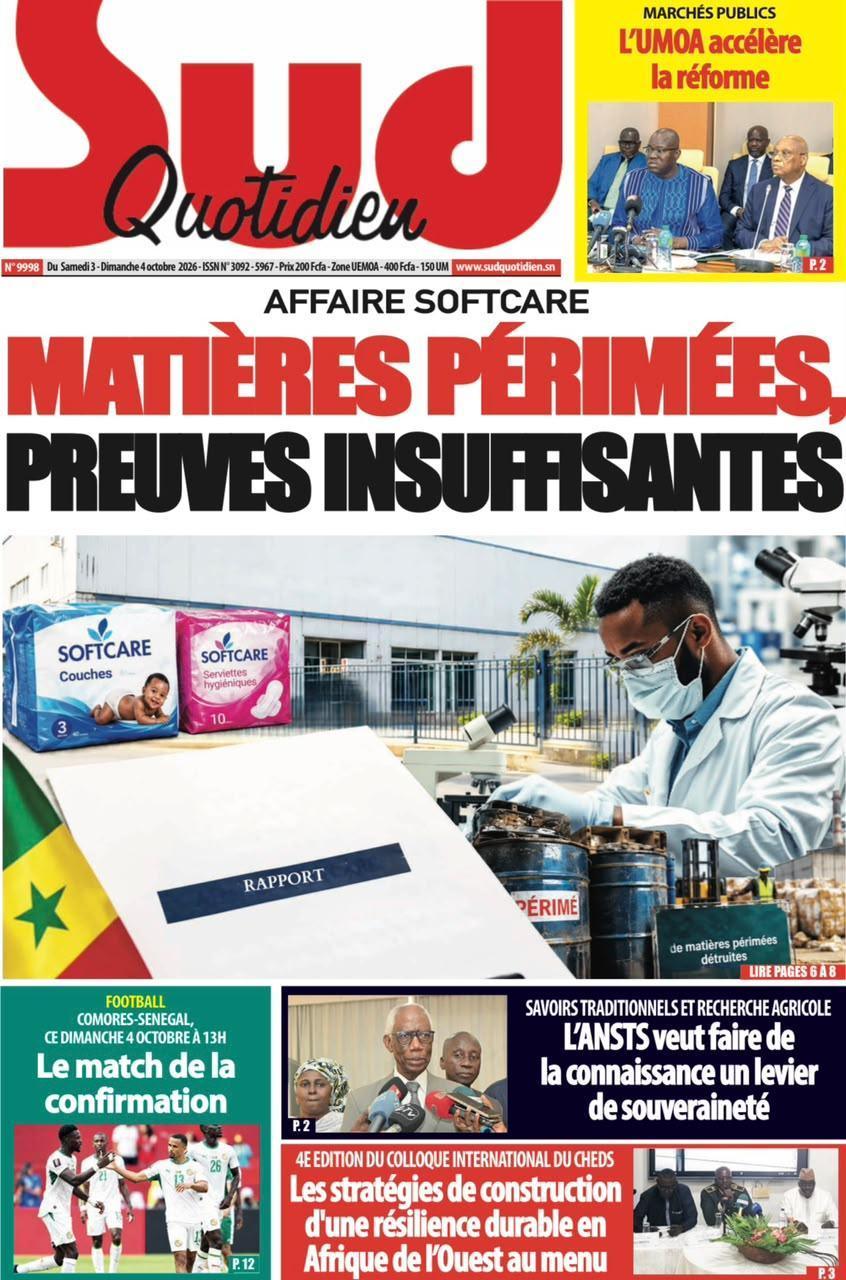 REVUE DE PRESSE DU 3 OCTOBRE 2026 : VIOLENCES 2021-2024, SOFTCARE ET ASSEMBLÉE NATIONALE AU CŒUR DES UNES