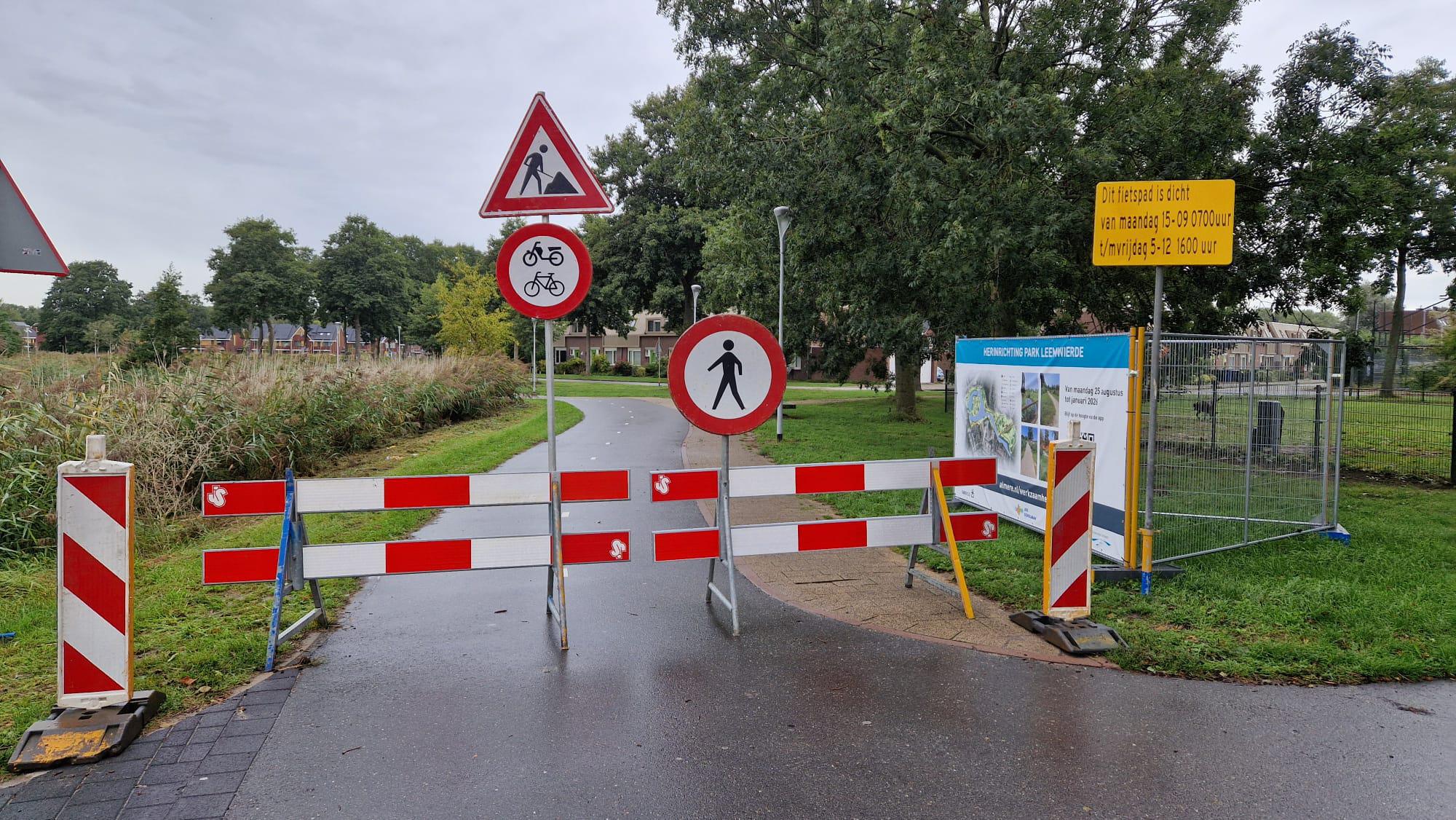 Verkeersborden fietspad afgesloten 2025-09-17