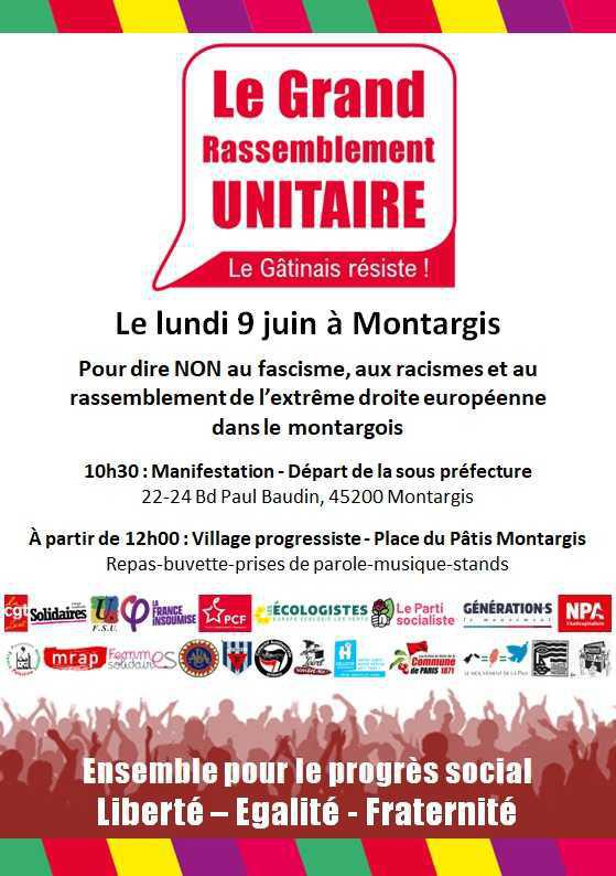 Grand rassemblement unitaire // Tou.te.s à Montargis le 9 juin