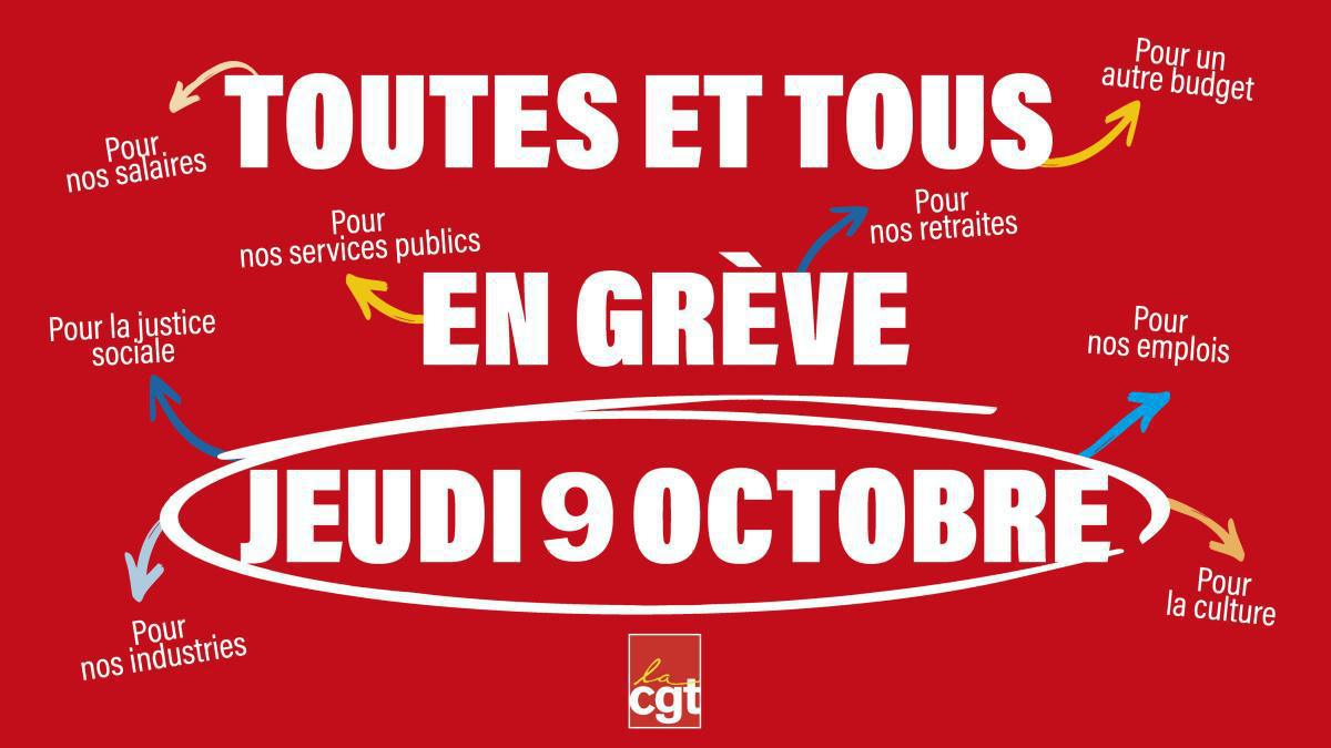 Grève et manifestation – 9 octobre à Orléans !