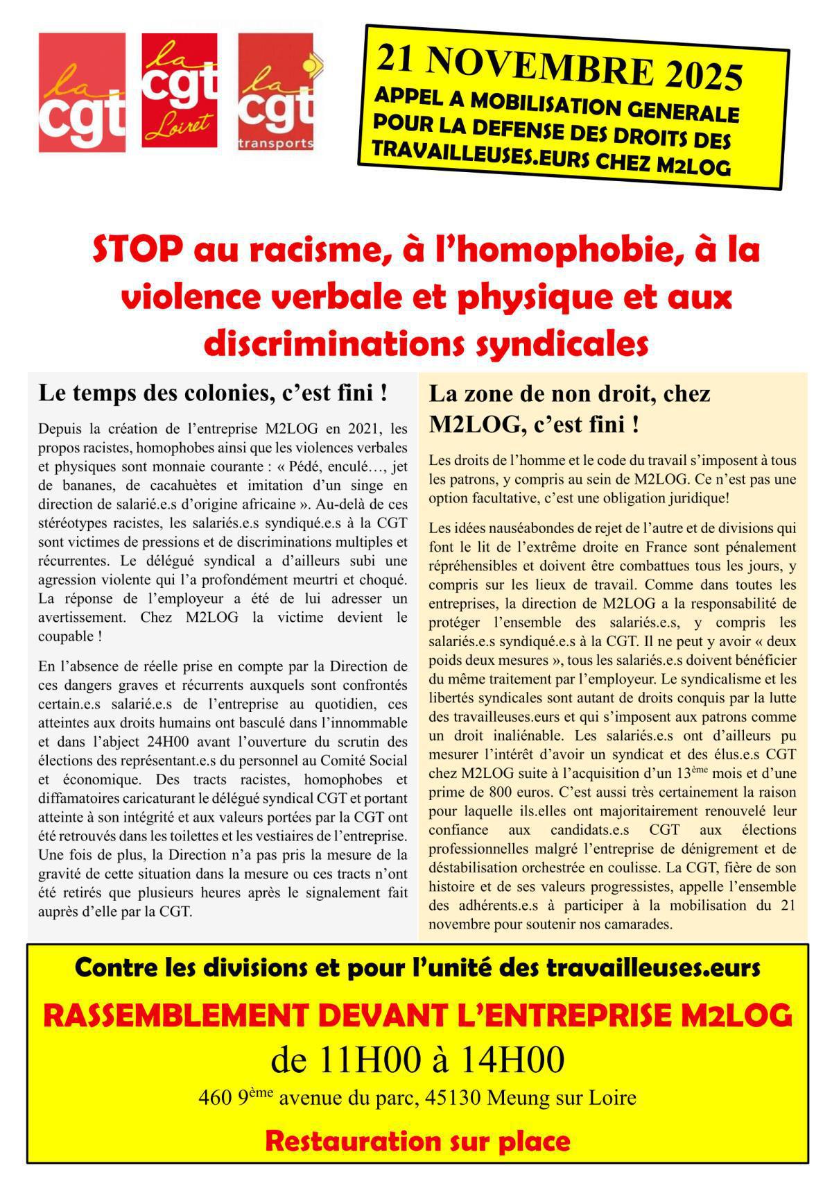 📢 SYNDICAT CGT M2LOG — Rassemblons-nous 