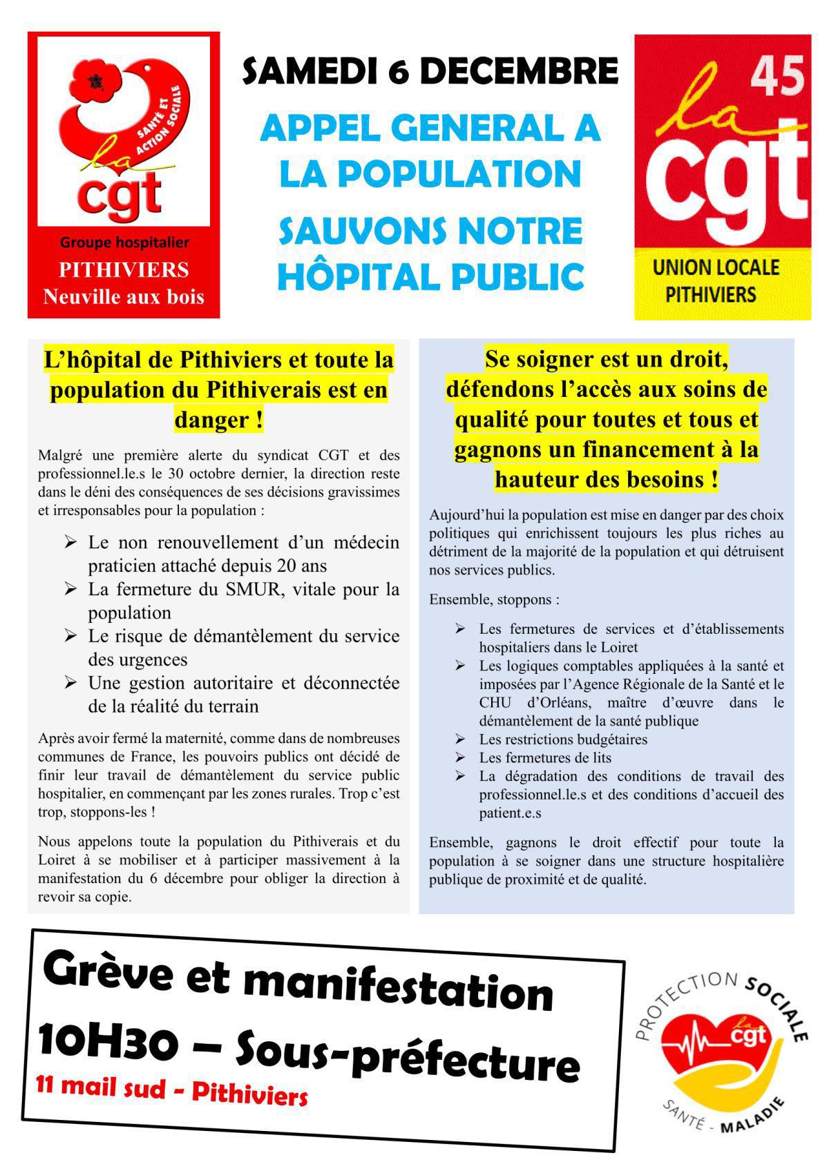 Sauvons notre hôpital public de Pithiviers - 6 décembre
