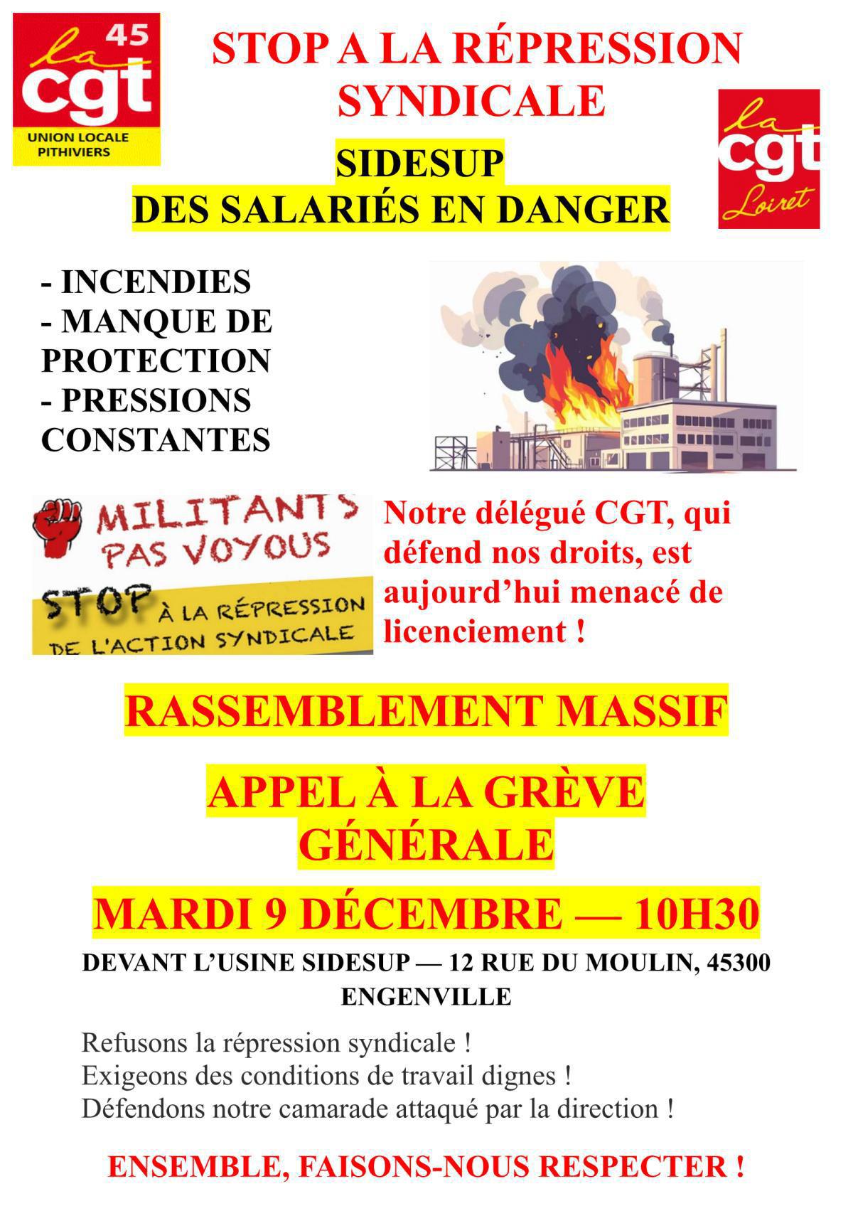 📣 RASSEMBLEMENT – Un délégué CGT menacé de licenciement