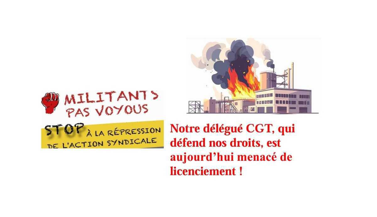 📣 RASSEMBLEMENT – Un délégué CGT menacé de licenciement