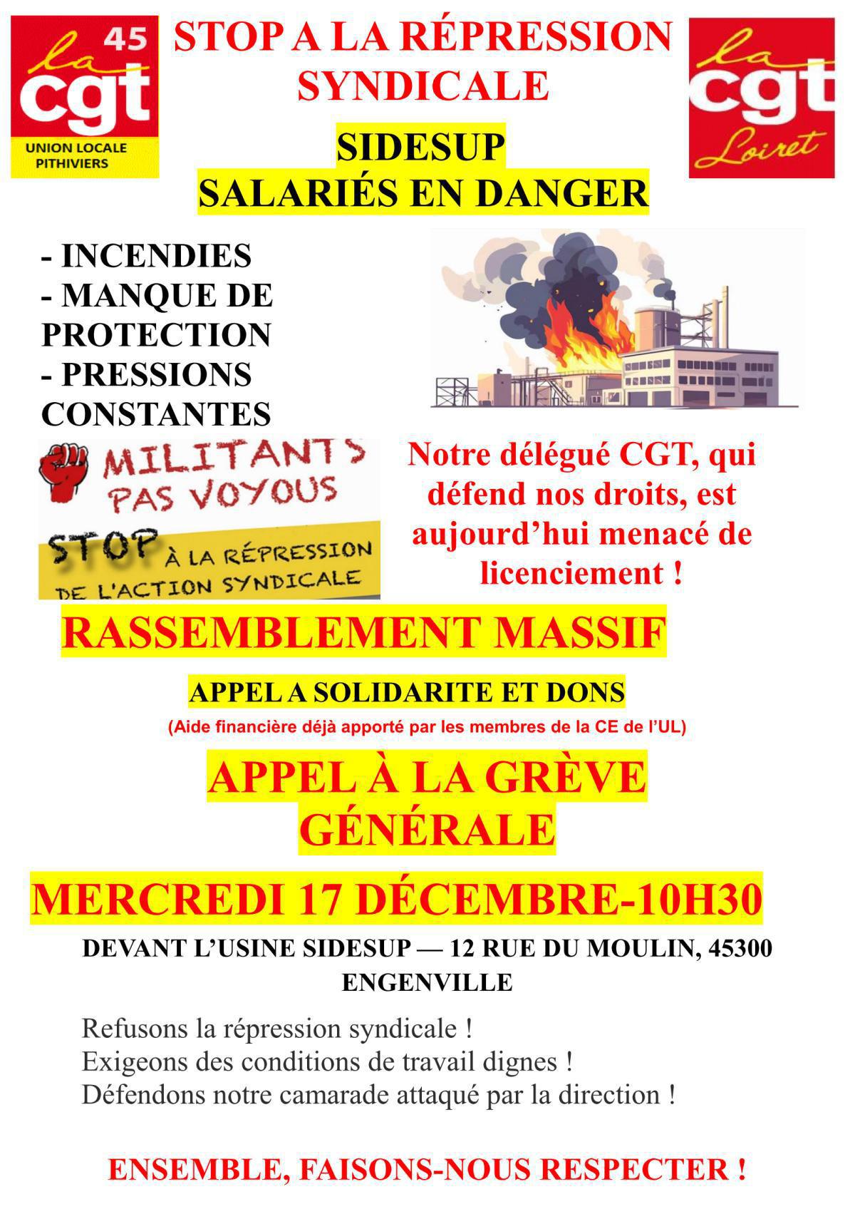 🔴 Mobilisation CGT – Mercredi 17 décembre 🔴Stop à la répression syndicale 🔴 Mobilisation CGT – Mercredi 17 décembre 🔴Stop à la répression syndicale